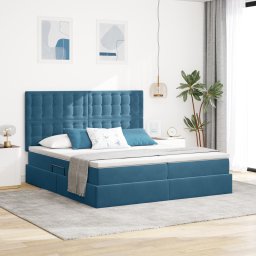 vidaXL Opslag bed met hoofdeinde Donkerblauw 180 x 200 cm Fluweel