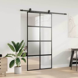 vidaXL Schuifdeur met beslagset 102,5x205 cm gehard glas zwart
