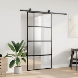 vidaXL Schuifdeur met beslagset 102,5x205 cm gehard glas zwart
