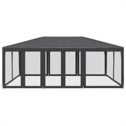 vidaXL Partytent met 10 mesh zijwanden 6x4 m HDPE antracietkleurig