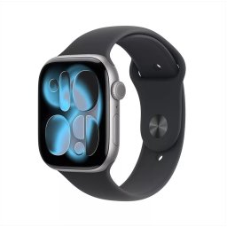 Apple Watch Series 11 GPS 46mm Space Grey Aluminium Case met Black Sport Band - M/L Smartwatch Grijs