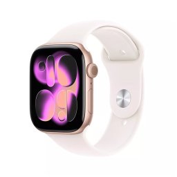 Apple Watch Series 11 GPS 46mm Rose Gold Aluminium Case met Light Blush Sport Band - S/M Smartwatch Roze