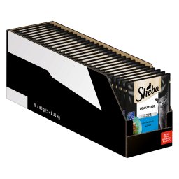 56 x 85 g Megapack Sheba varianten Maaltijdzakjes delicatesse in gelei met tonijn nat kattenvoer