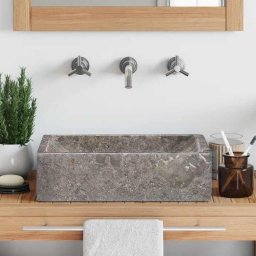 vidaXL Gootsteen 45x30x12 cm marmer hoogglans grijs