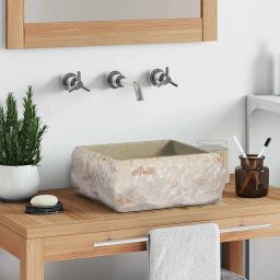 vidaXL Gootsteen 30x30x13 cm marmer crèmekleurig