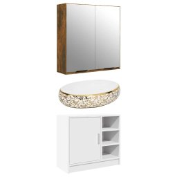 vidaXL Opzetwasbak ovaal 59x40x15 cm keramiek wit en goud