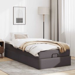 vidaXL Ottoman bed met matras 90x190cm kunstleer grijs