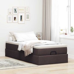vidaXL Ottoman bed met matras 80x200cm stof donkerbruin