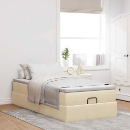 vidaXL Ottoman bed met matras 90x190cm stof crèmekleurig
