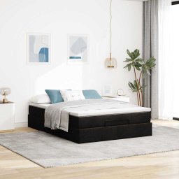 vidaXL Ottoman bed met matras 140x190cm stof zwart