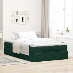 vidaXL Bed poef met matras 120x190 cm fluweel donkergroen