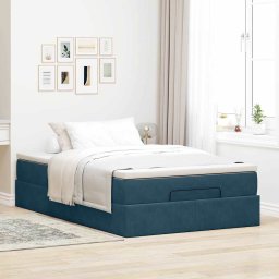 vidaXL Bed poef met matras 120x190 cm fluweel donkerblauw
