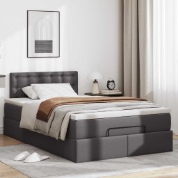 vidaXL Ottoman bed met matras 120x200cm kunstleer grijs