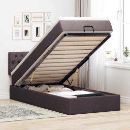 vidaXL Ottoman bed met matras 80x200cm stof donkerbruin