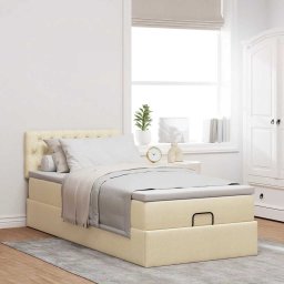vidaXL Ottoman bed met matras 90x190cm stof crèmekleurig