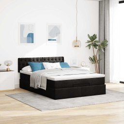 vidaXL Bed met matras 140x190 cm stof zwart