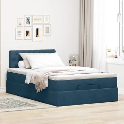 vidaXL Bed poef met matras 120x190 cm fluweel donkerblauw