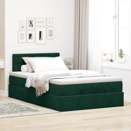 vidaXL Ottoman bed met matras 120x200cm fluweel donkergroen