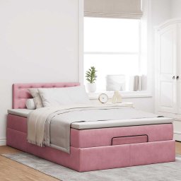 vidaXL Ottoman bed met matras 120x200cm fluweel roze