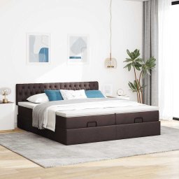vidaXL Ottoman bed met matrassen 160x200cm stof donkerbruin