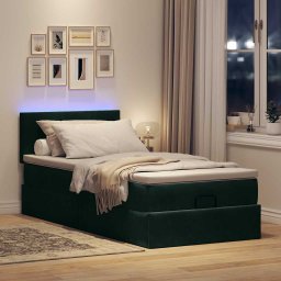 vidaXL Bed poef met matras en LED's 80x200cm fluweel donkergroen