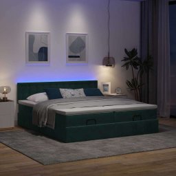 vidaXL Ottoman bed met matrassen en LED's 200x200cm fluweel