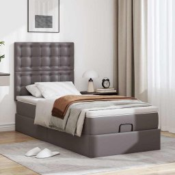 vidaXL Ottomaanse bed met matras 90x190cm kunstleer grijs