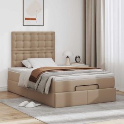vidaXL Ottoman bed met matras 120x190 cm kunstleer cappuccinokleurig