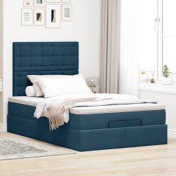 vidaXL Ottoman bed met matrassen 120x190cm fluweel donkerblauw