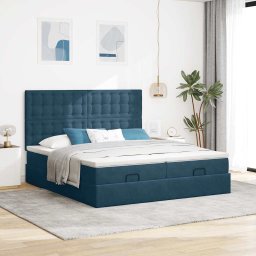 vidaXL Ottoman bed met matrassen 200x200cm fluweel donkerblauw