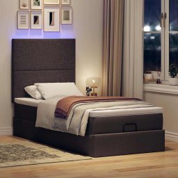 vidaXL Ottoman bed met matras en LED's 80x200cm stof donkerbruin