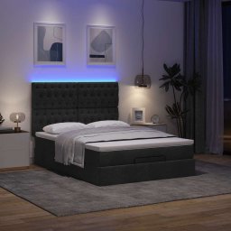 vidaXL Ottoman bed met matras en LED's 140x190cm stof zwart