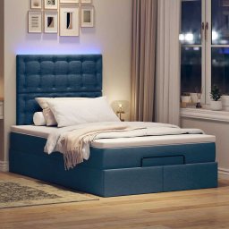 vidaXL Ottoman bed met matras en LED's 120x200cm stof blauw