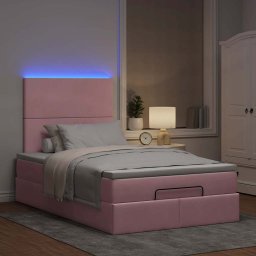 vidaXL Ottoman bed met matrassen en LED's 120x200cm fluweel roze