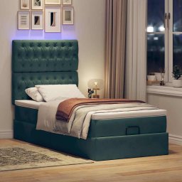 vidaXL Ottoman bed met matrassen en LED's 90x190cm fluweel donkergroen
