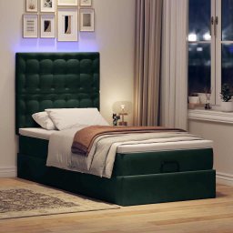 vidaXL Ottoman bed met matrassen en LED's 90x190cm fluweel donkergroen