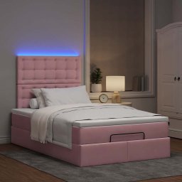vidaXL Ottoman bed met matrassen en LED's 120x200cm fluweel roze
