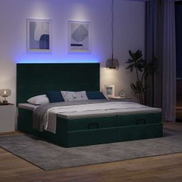 vidaXL Ottoman bed met matrassen en LED's 200x200cm fluweel
