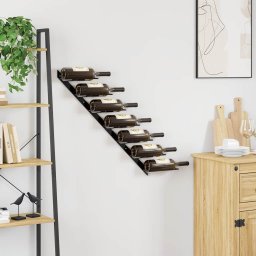 vidaXL Wijnrek voor 7 flessen wandmontage metaal zwart