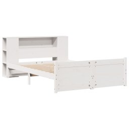 vidaXL Bed met boekenkast zonder matras grenenhout wit 140x190 cm