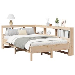 vidaXL Bed met boekenkast zonder matras massief grenenhout 135x190 cm