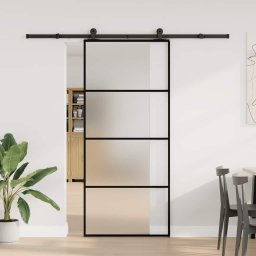 vidaXL Schuifdeur met beslag 90x205 cm ESG-glas en aluminium