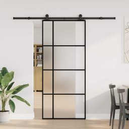 vidaXL Schuifdeur met beslag 90x205 cm ESG-glas en aluminium