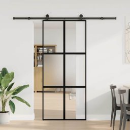 vidaXL Schuifdeur met beslag 90x205 cm gehard glas en aluminium