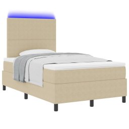 vidaXL LED Box Spring Bed Lichtgrijs en wit. 120 x 190 cm Katoen Stof