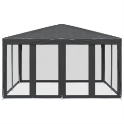 vidaXL Partytent met 8 mesh zijwanden 4x4 m HDPE antracietkleurig