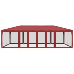 vidaXL Partytent met 12 mesh zijwanden 8x4 m HDPE rood