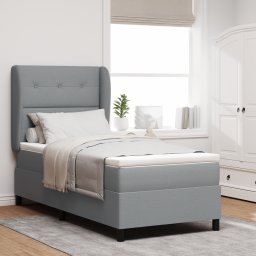 vidaXL Boxspring bed met hoofdeinde Lichtgrijs 80 x 200 cm Stof