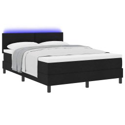 vidaXL Boxspring bed met LED-stripverlichting Zwart 140 x 190 cm Stof