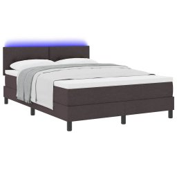vidaXL Boxspring bed met hoofdeinde Donkerbruin 140 x 190 cm Stof